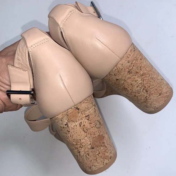 Karl Lagerfeld Cross Strap Taupe Wedge Heel Sandals S-017 Sz 9.5 - Picture 5 of 11